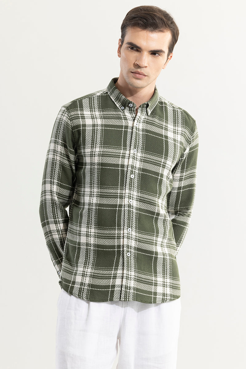 Breezy Olive Checks Shirt