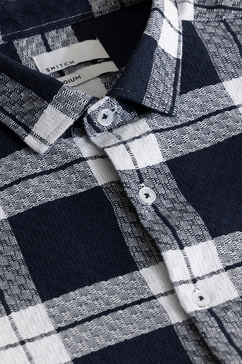 Summer Bliss Navy Blue Checks Shirt