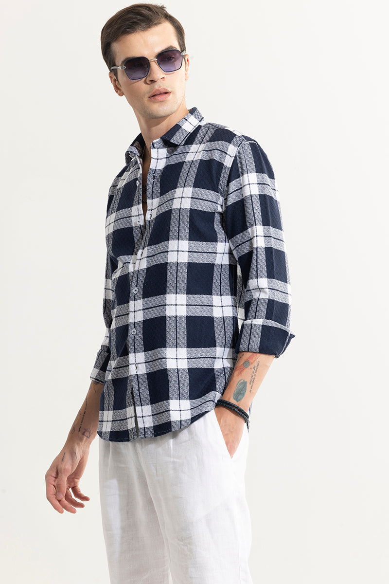 Summer Bliss Navy Blue Checks Shirt