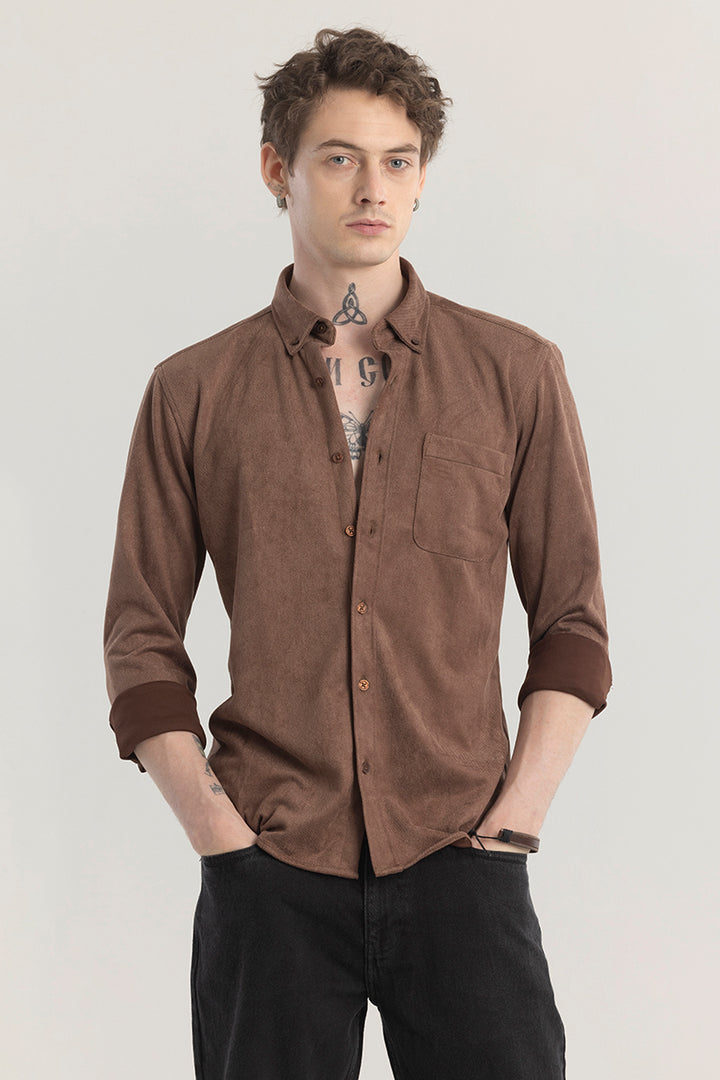 Sleek Twill Brown Shirt