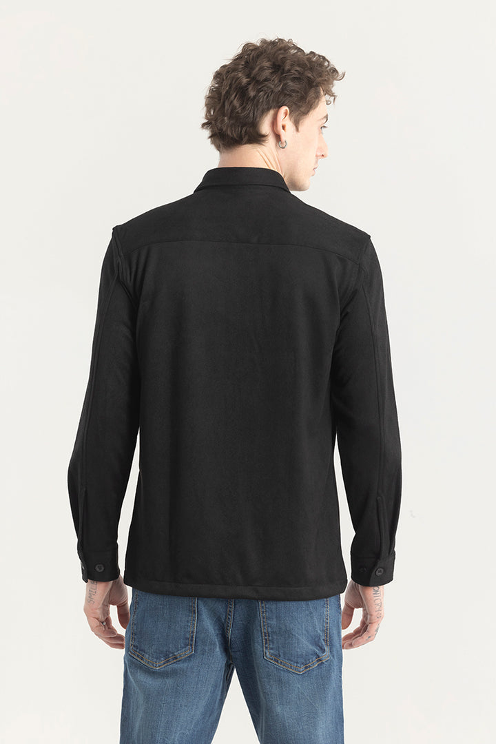 Suedineer Black Plain Shirt