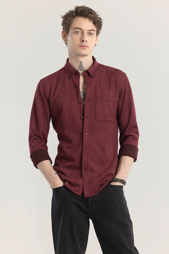 Sleek Twill Maroon Shirt