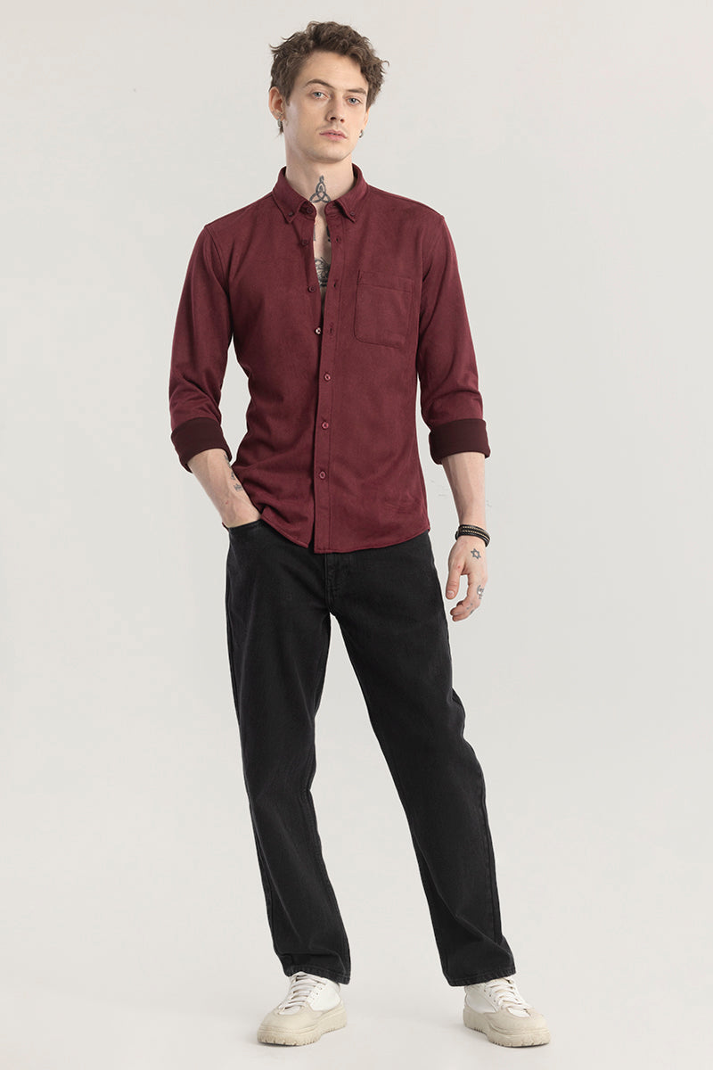 Sleek Twill Maroon Shirt