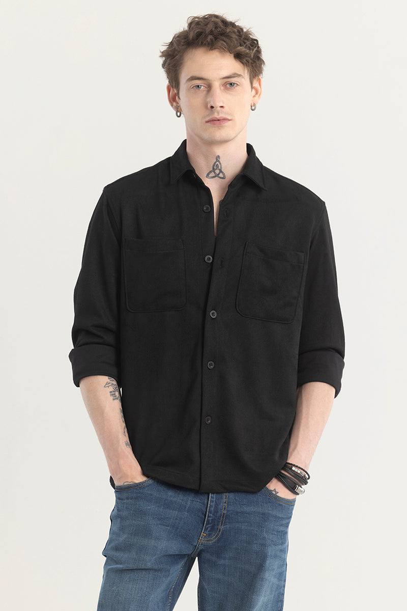 Suedineer Black Plain Shirt