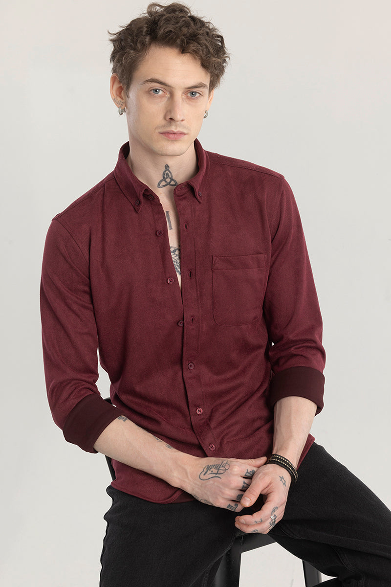 Sleek Twill Maroon Shirt