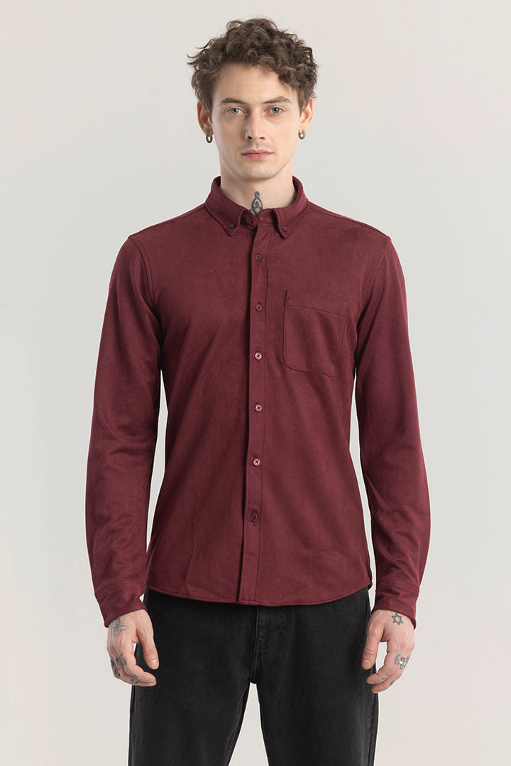 Sleek Twill Maroon Shirt