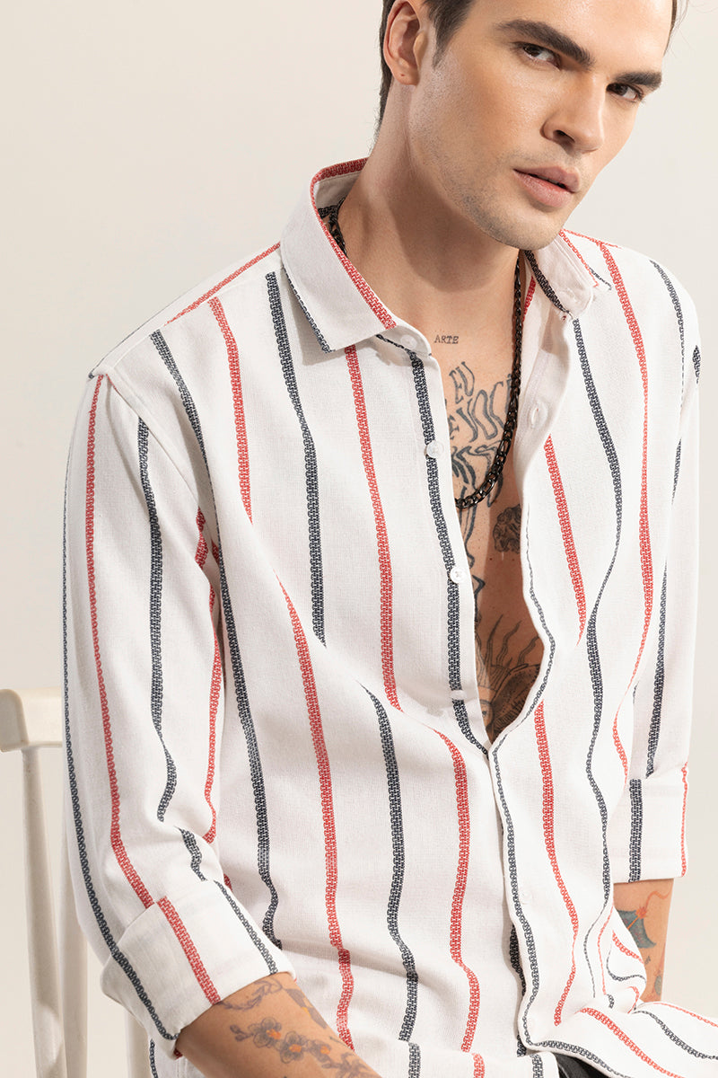 Buy Men's Mod Stripe White Shirt Online | SNITCH
