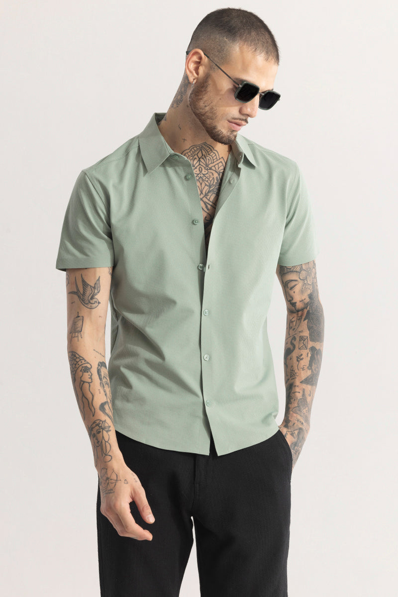 Sleek Threadique Green Stitchless Shirt