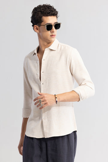 Buy Men's Linen Breeze Cream Shirt Online | SNITCH