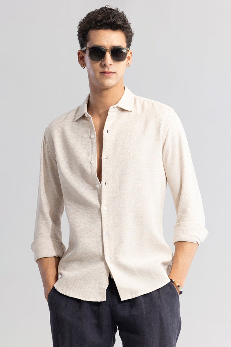 Buy Men's Linen Breeze Cream Shirt Online | SNITCH