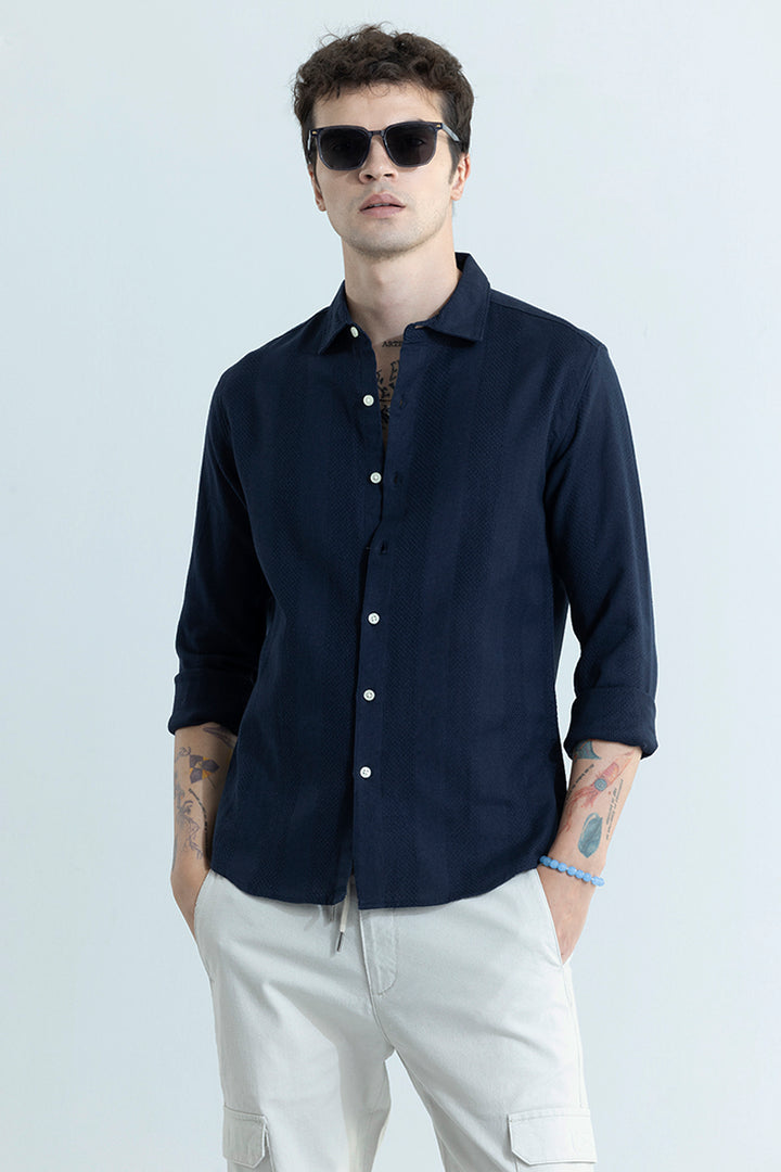 Cosmic Crush Navy Self Stripe Shirt