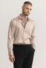 DapperDot Beige Silky Satin Shirt