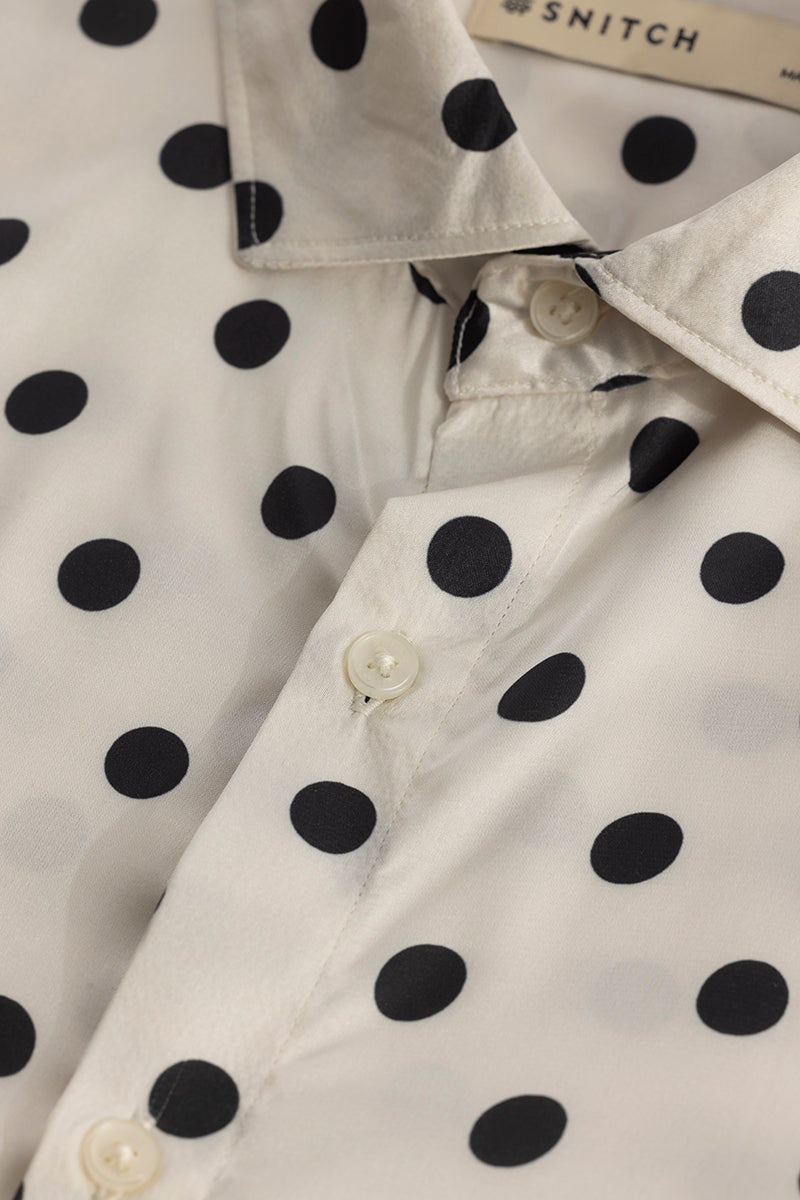 DapperDot Cream Silky Satin Shirt