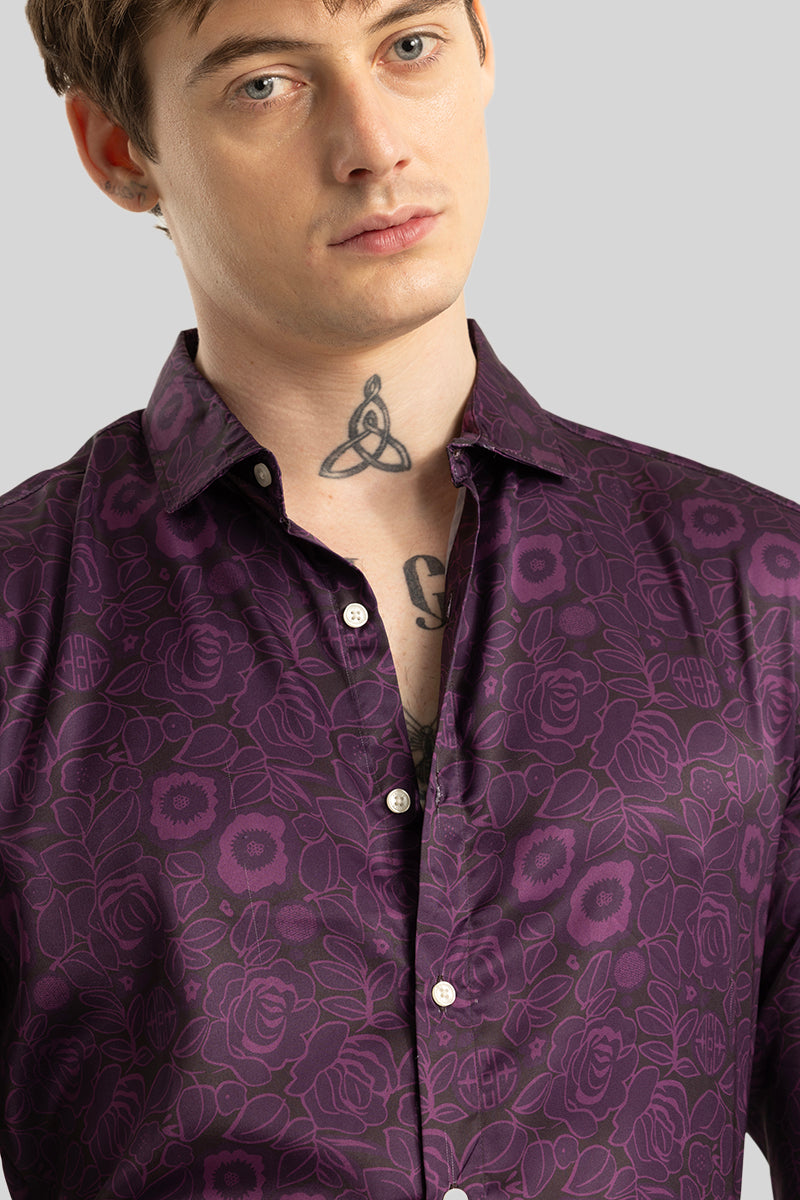 Vivace Purple Floral Shirt