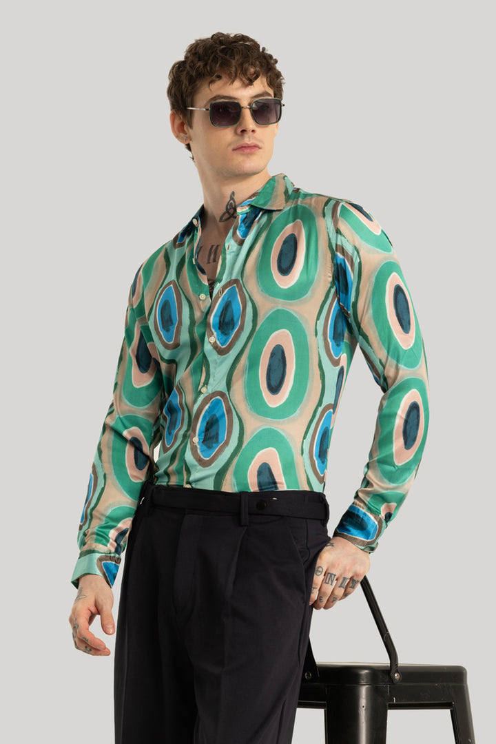 Bram Green Printed Satin Shirt