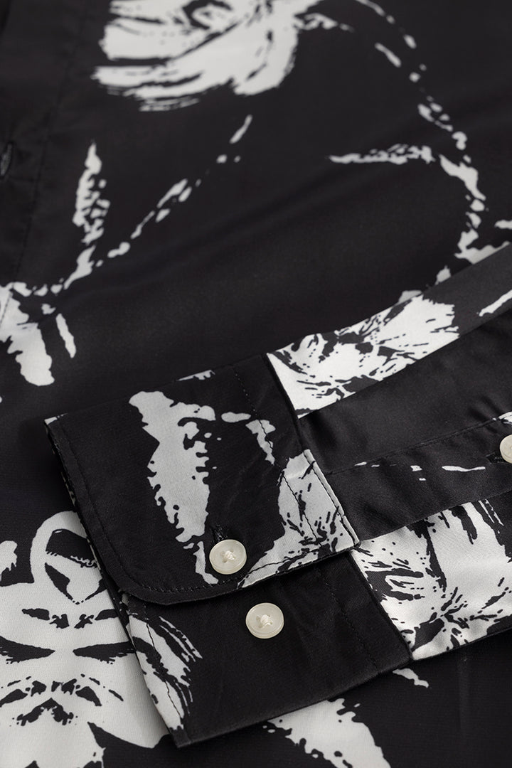 FloraNocturne Black Floral Shirt