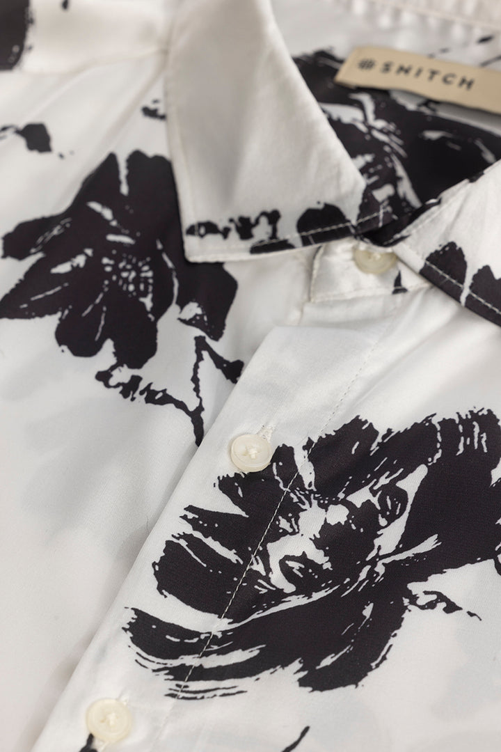 FloraNocturne White Floral Shirt