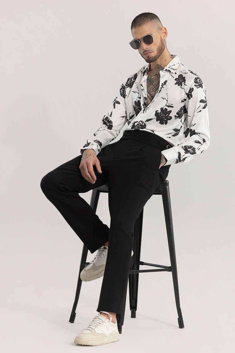 FloraNocturne White Floral Shirt