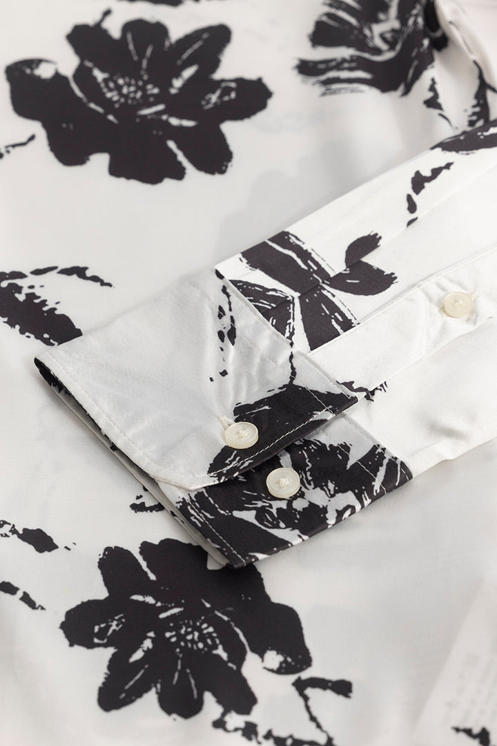 FloraNocturne White Floral Shirt