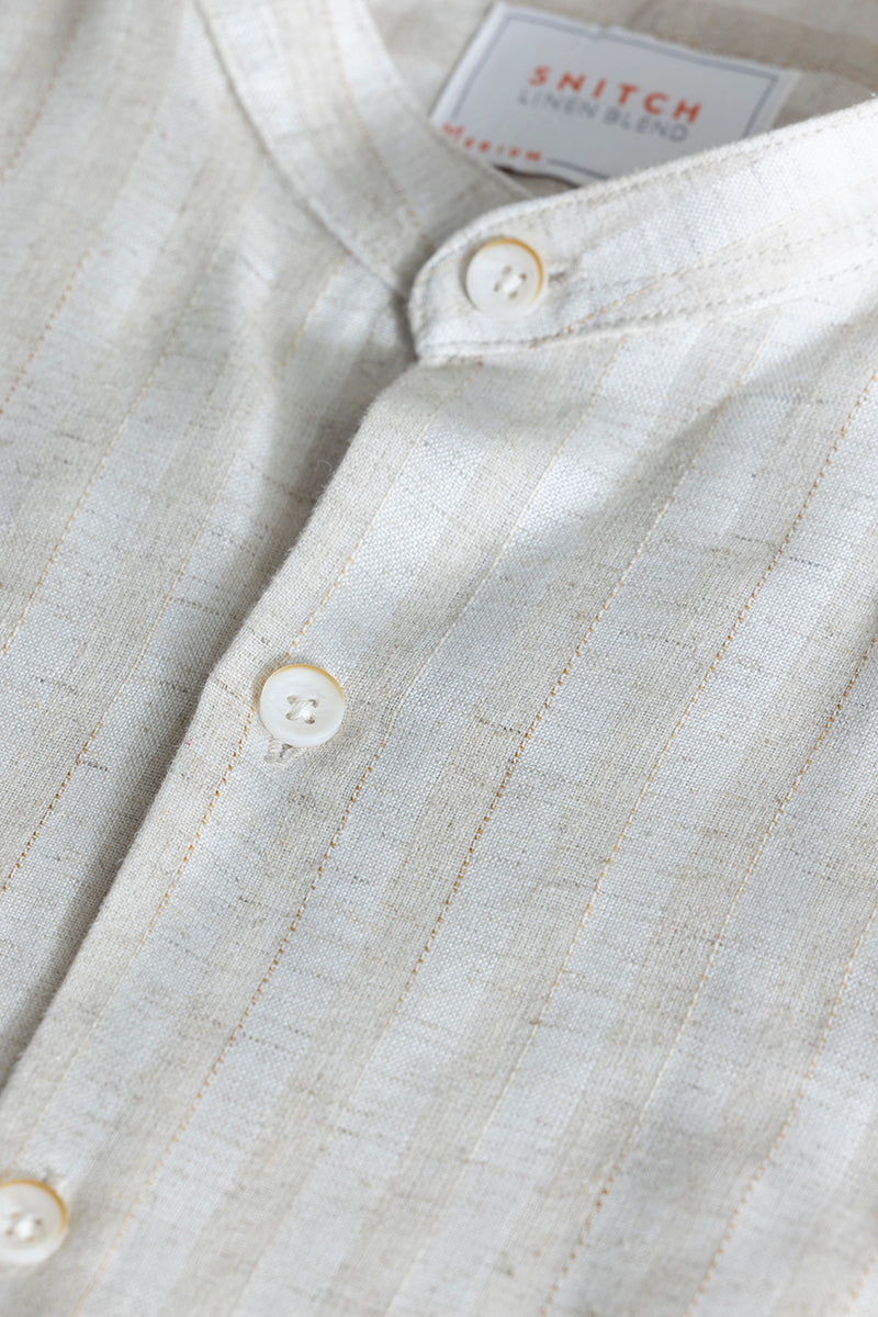 Mandarin Stripe Cream Shirt