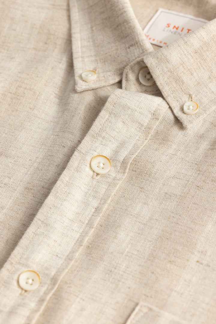 BoldStripe Shirt Beige Linen Shirt