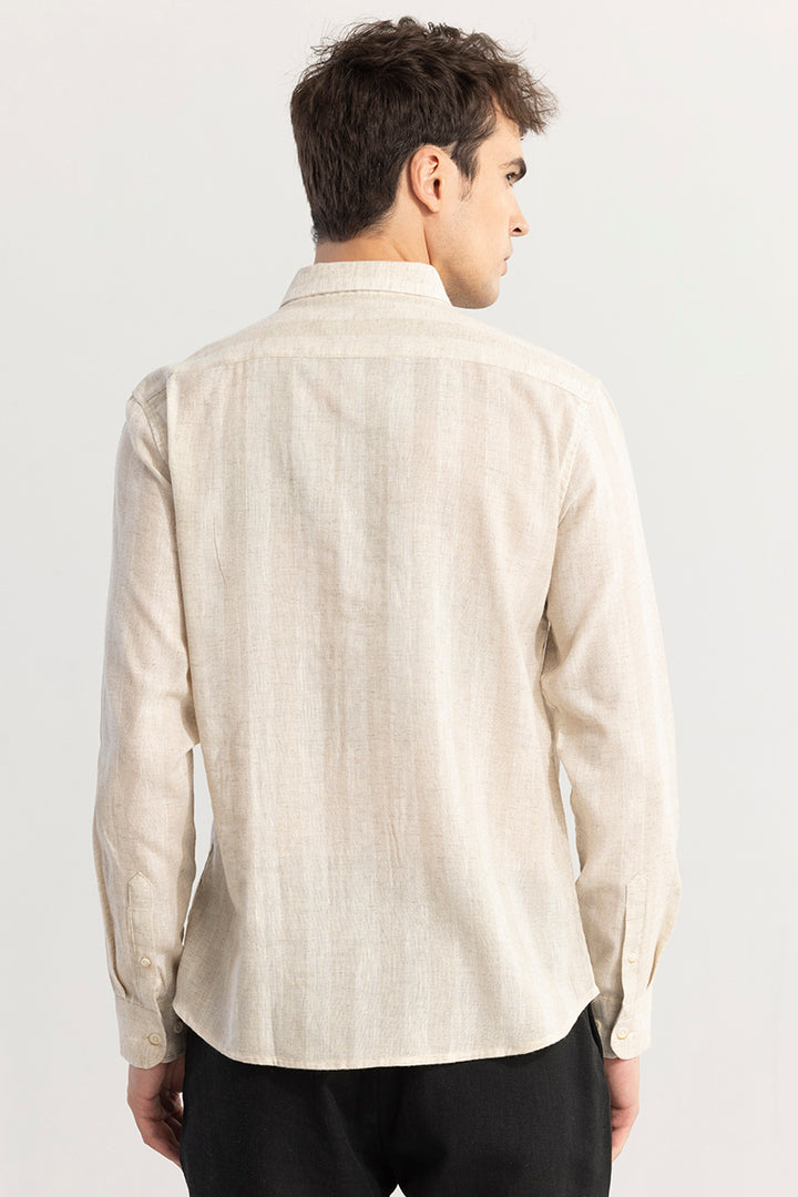 BoldStripe Shirt Beige Linen Shirt