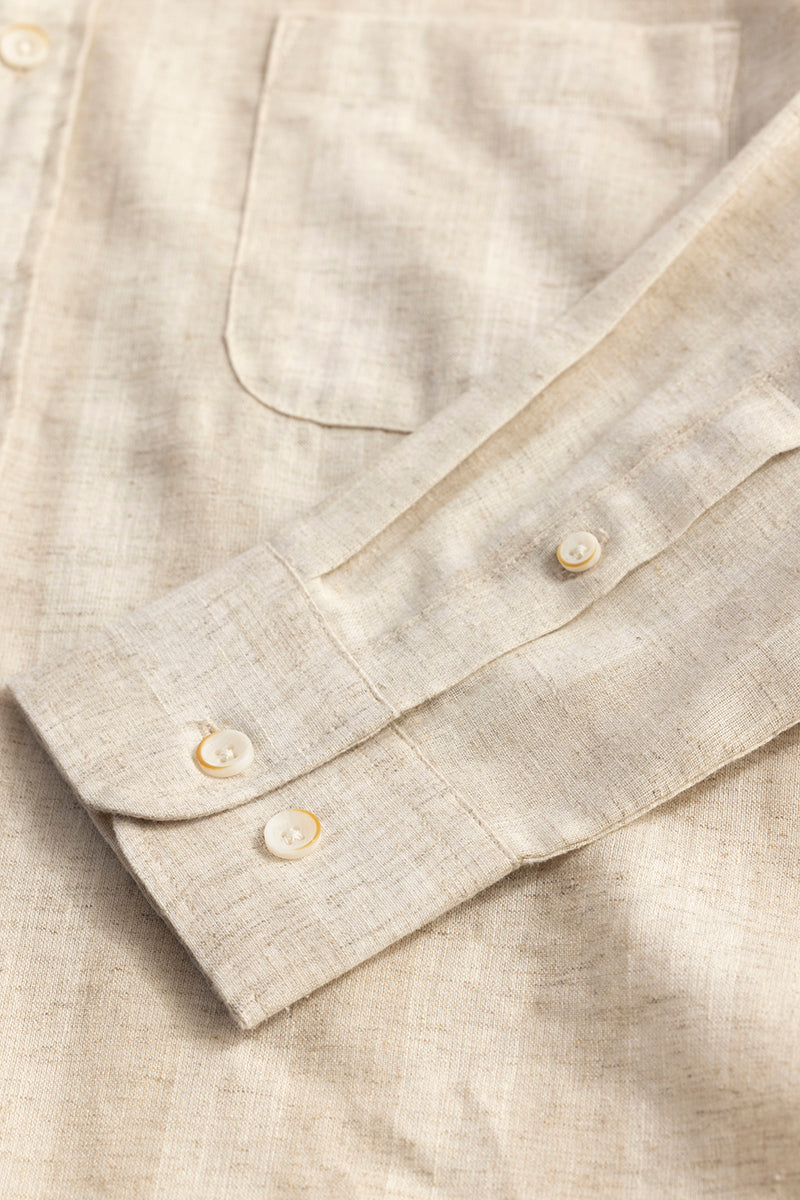 BoldStripe Shirt Beige Linen Shirt