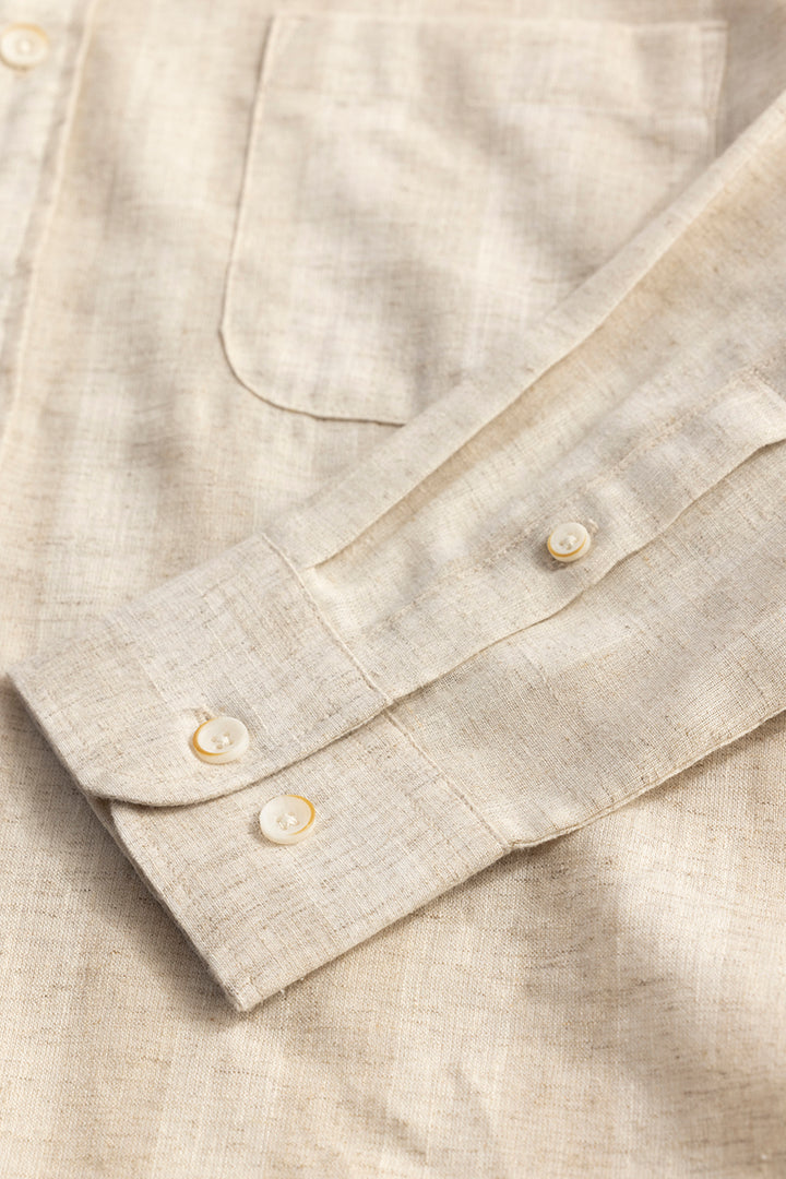 BoldStripe Shirt Beige Linen Shirt