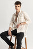 Pattern Check Beige Linen Shirt