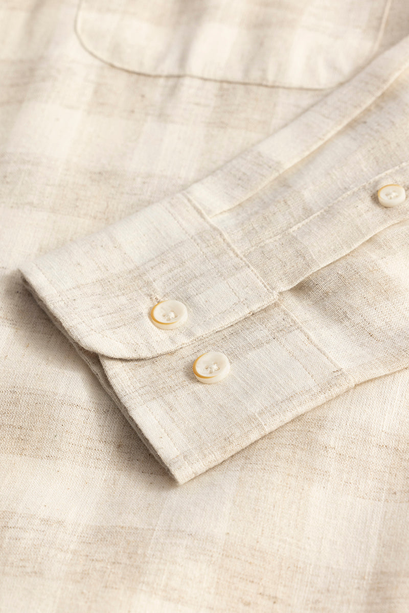 Pattern Check Beige Linen Shirt