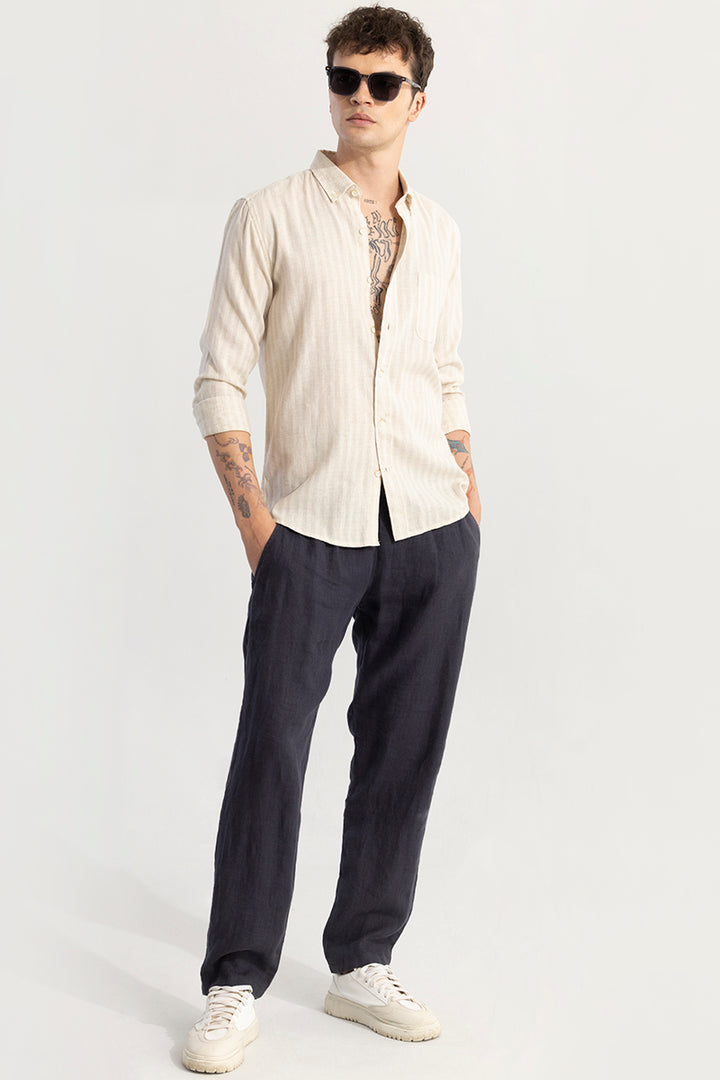 NanoStripe Beige Linen Shirt