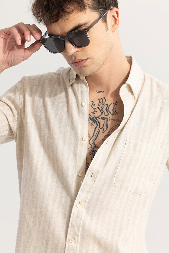 NanoStripe Beige Linen Shirt