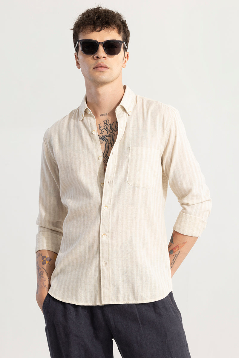 NanoStripe Beige Linen Shirt