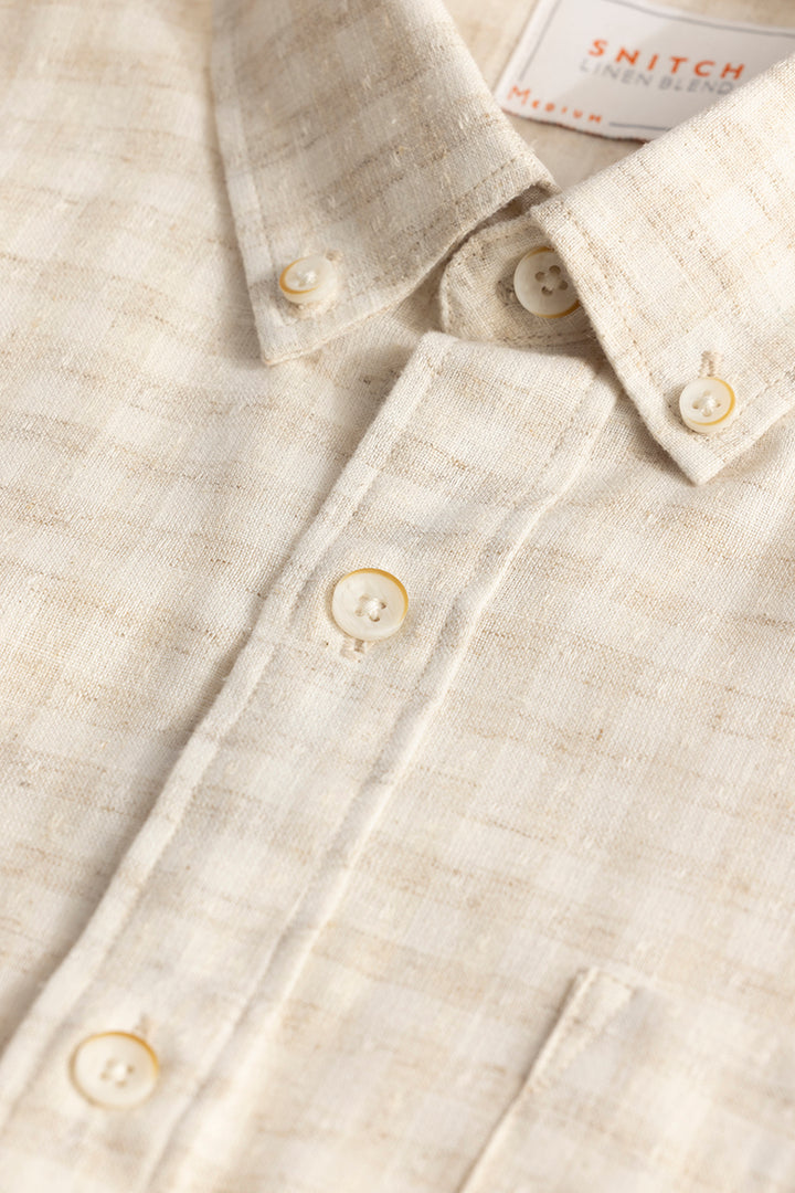 Buy Men's MiniGrid Beige Linen Shirt Online | SNITCH