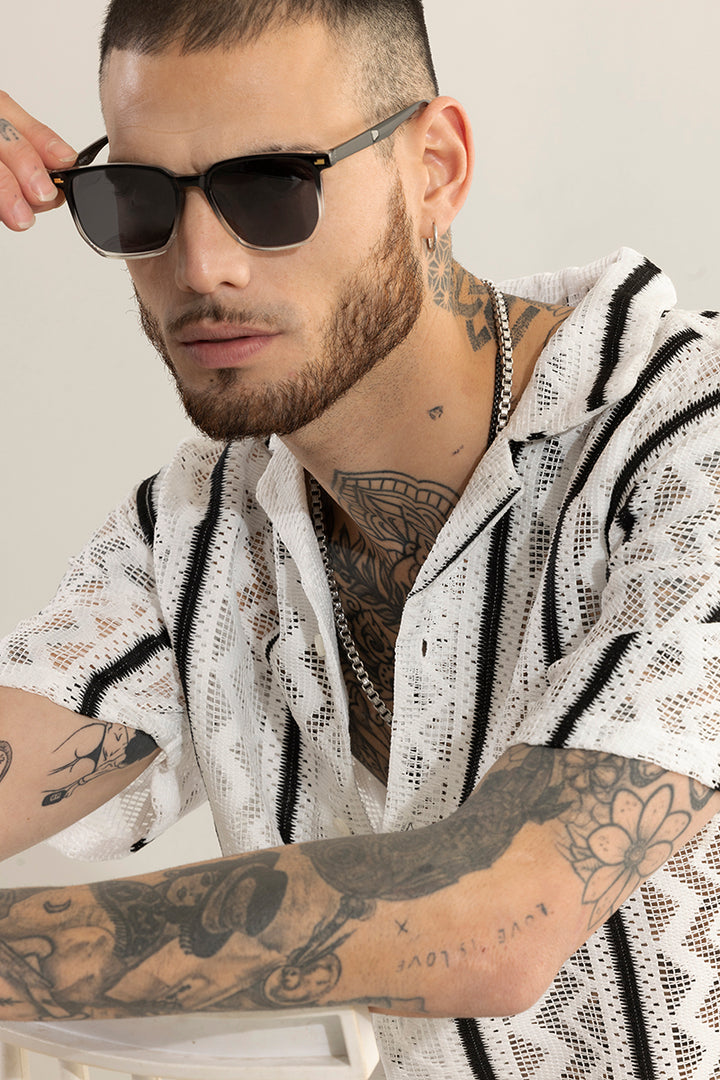 ZigZest White Crochet Shirt