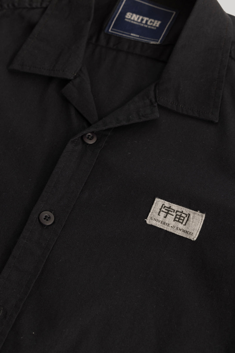 Black Zipper Pocket Overshirt