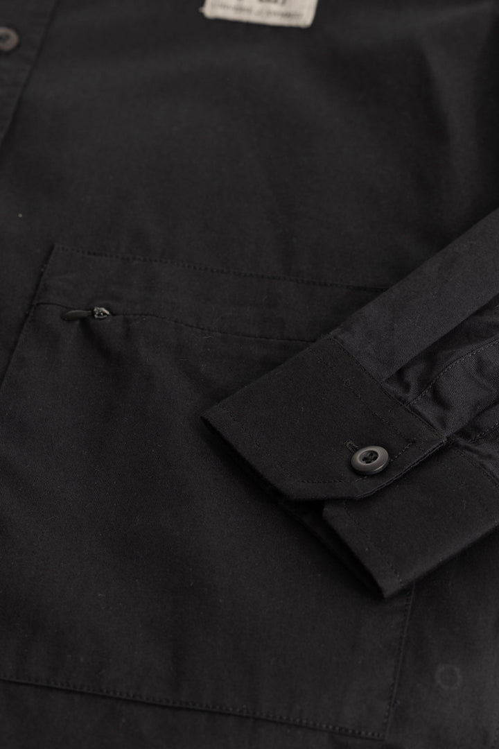 Black Zipper Pocket Overshirt