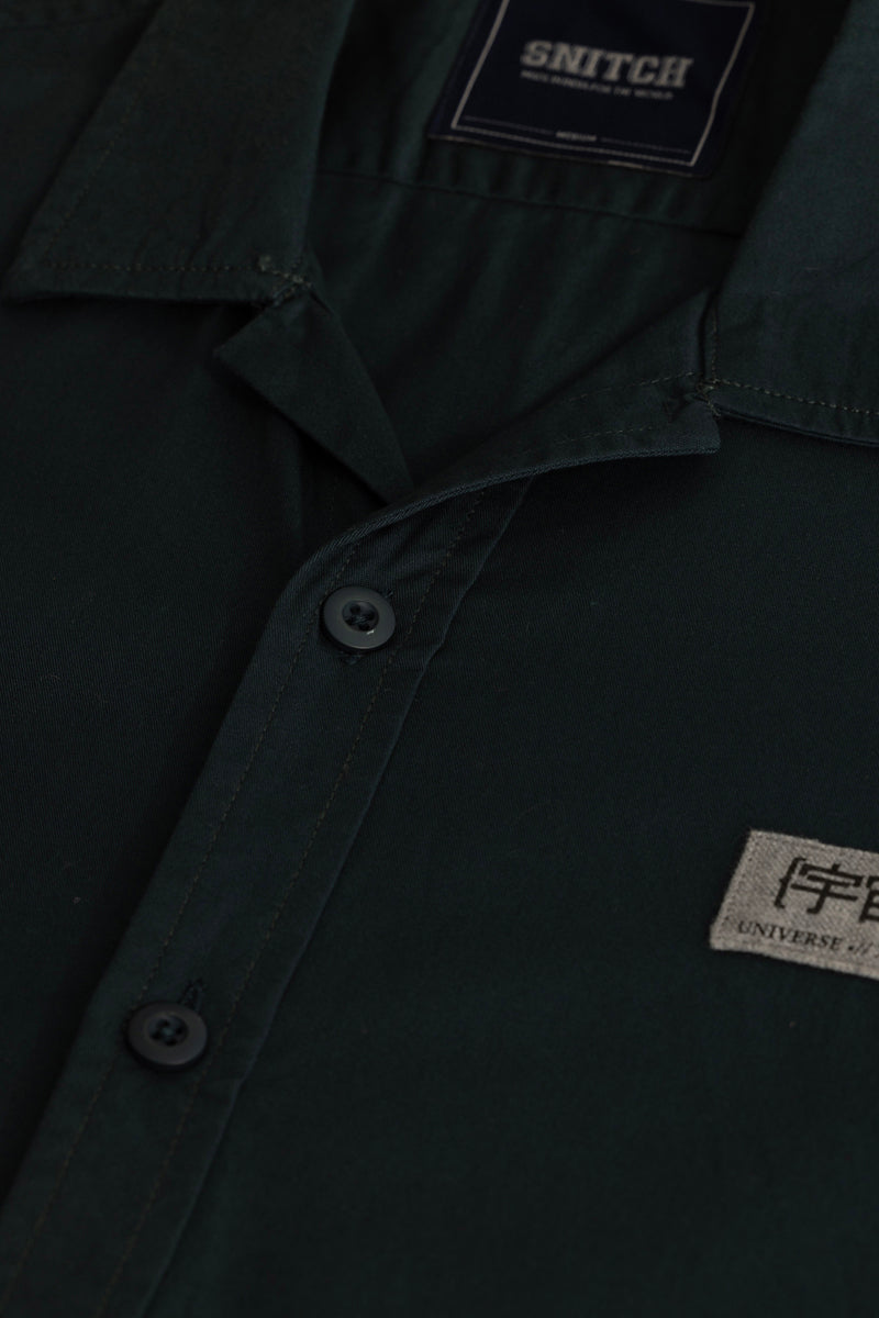 Dark Green Zipper Pocket Overshirt