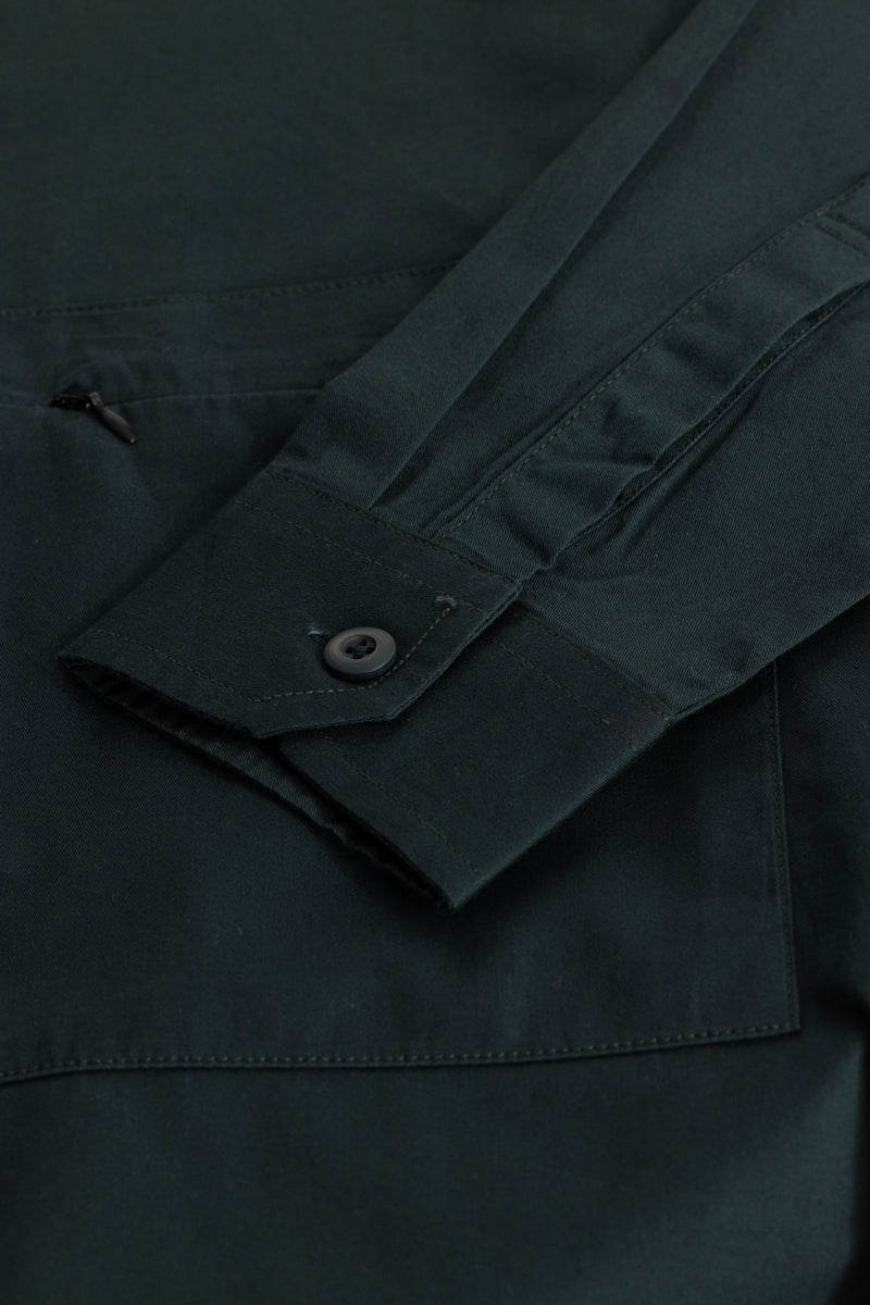 Dark Green Zipper Pocket Overshirt