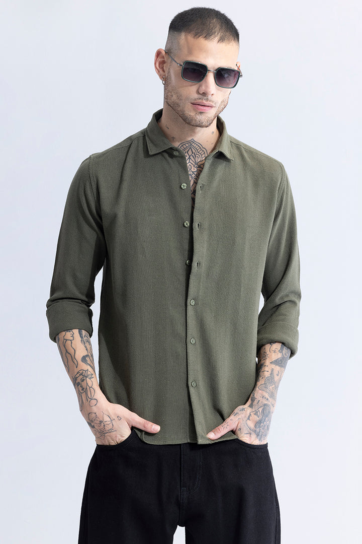 Breezy Charm Stripe Olive Shirt