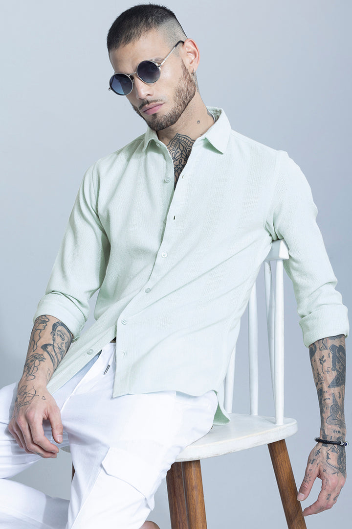 Self Stripe Light Green Shirt