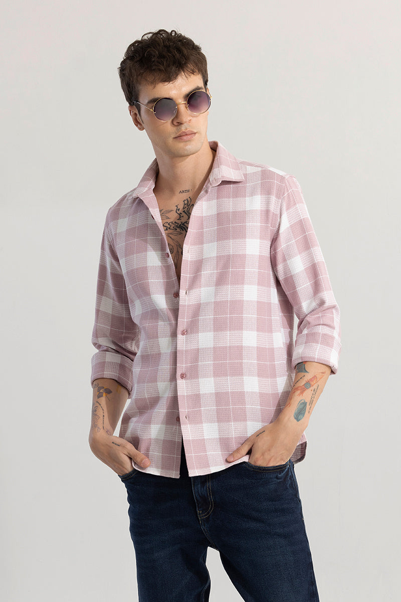 Plaid Grid Baby Pink Checks Shirt