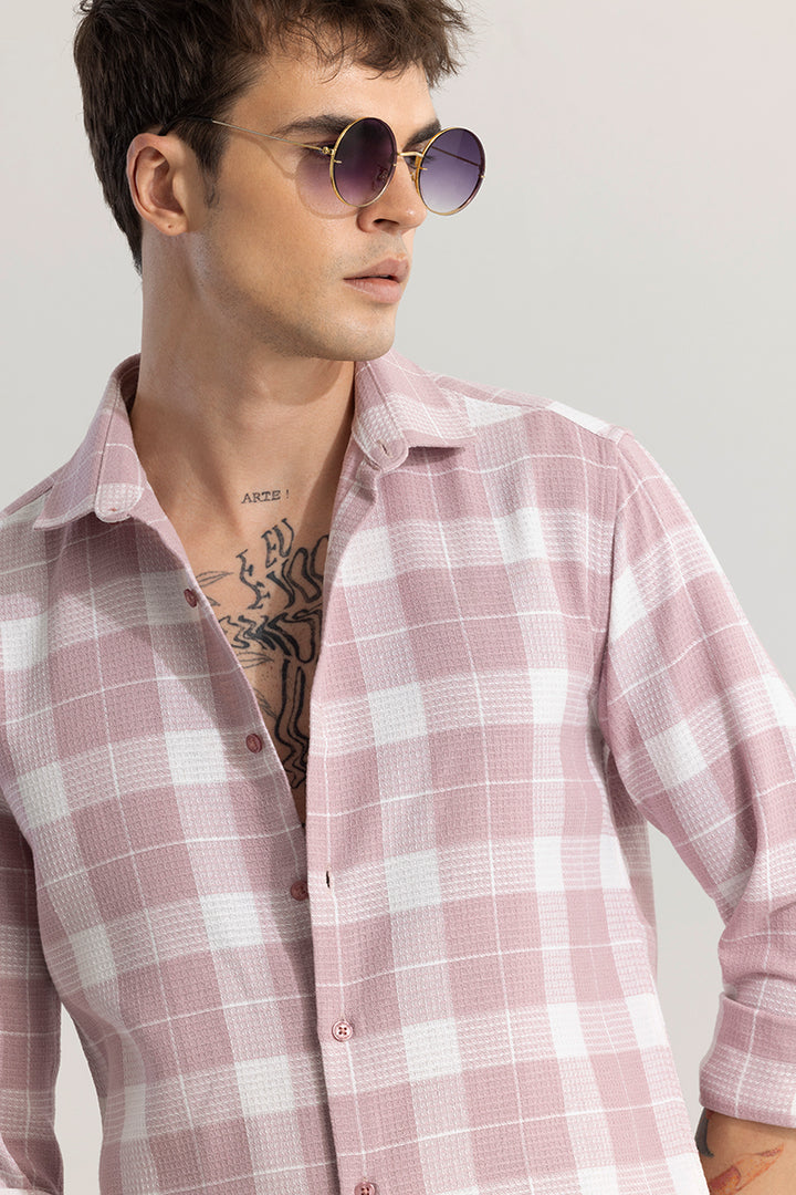 Plaid Grid Baby Pink Checks Shirt