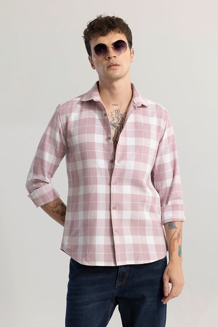 Plaid Grid Baby Pink Checks Shirt