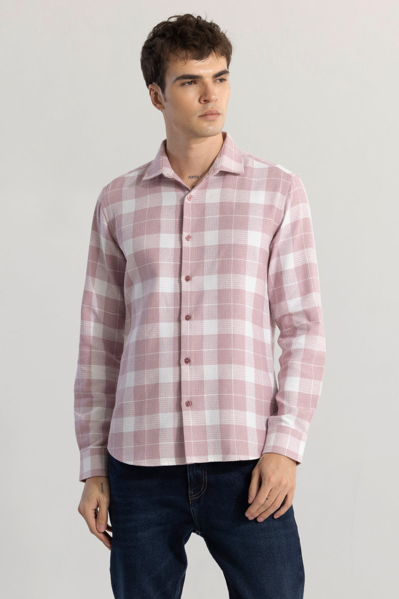 Plaid Grid Baby Pink Checks Shirt