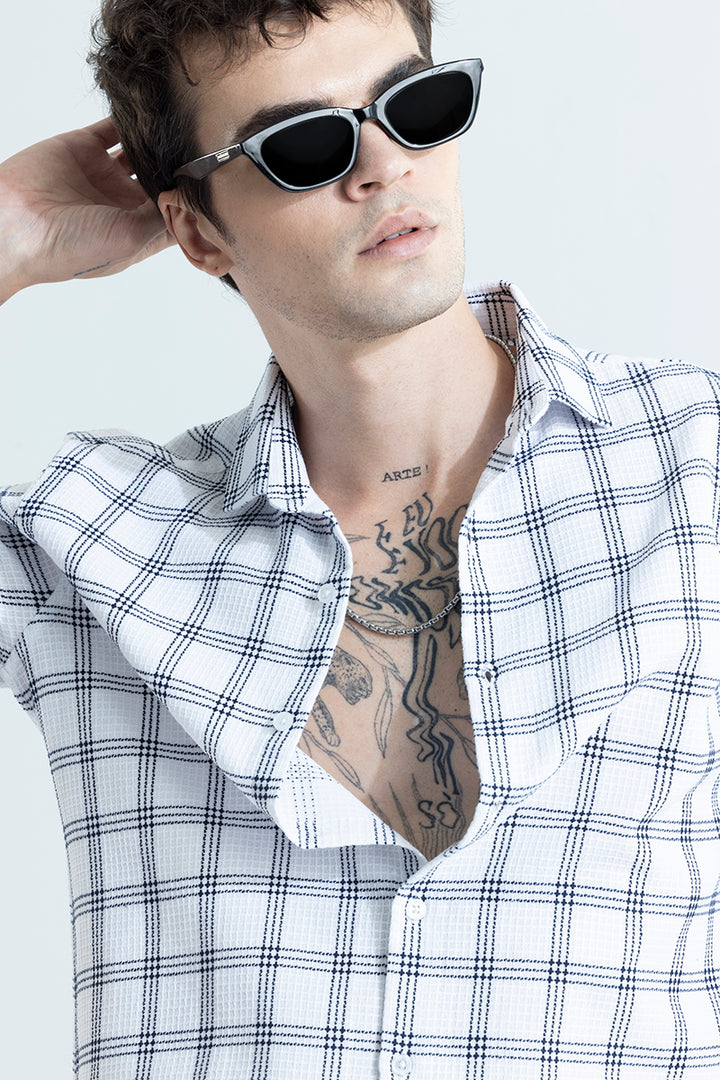 Gridon White Checks Shirt