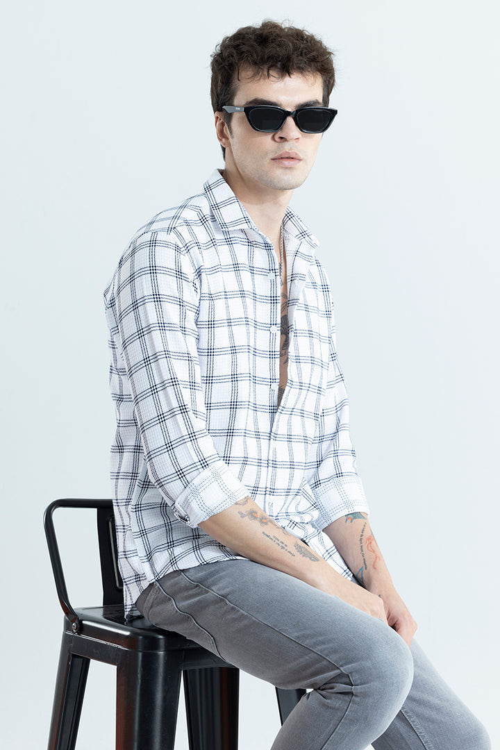 Gridon White Checks Shirt