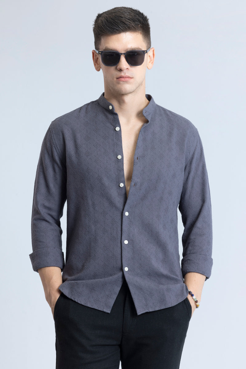 Buy Men's Mandarin Mystique Grey Shirt Online | SNITCH