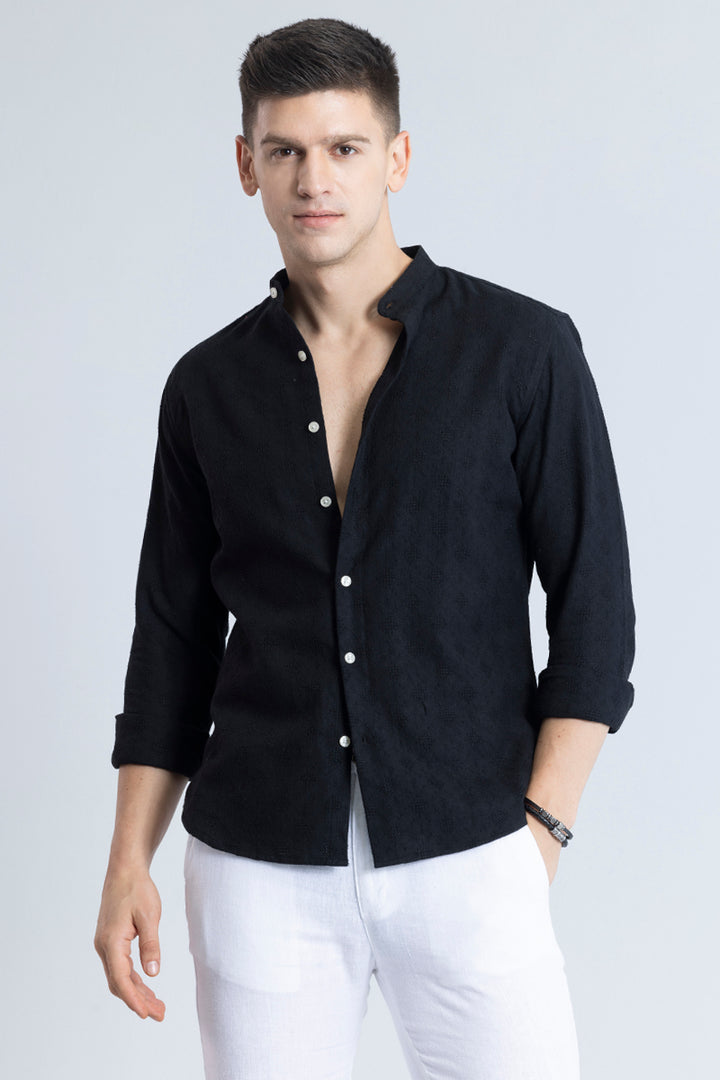 Mandarin Mystique Black Shirt