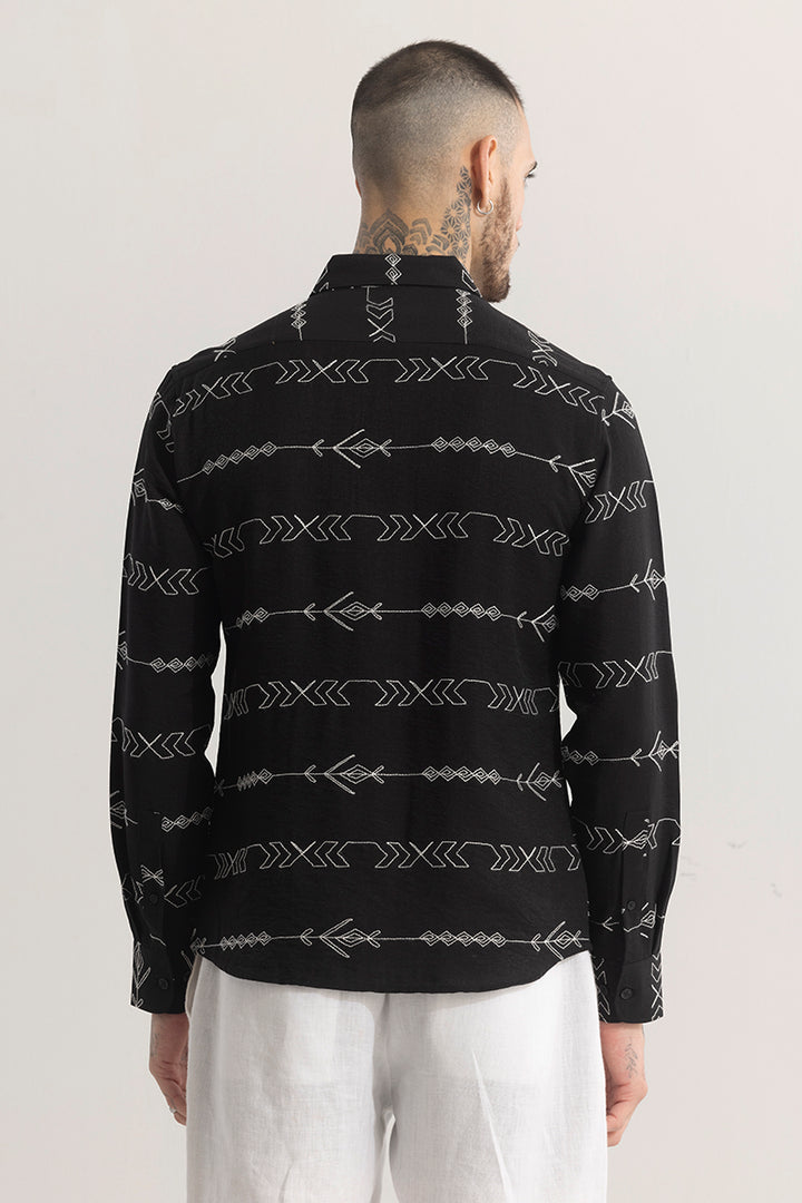 Trendglyph Black Embroidered Shirt